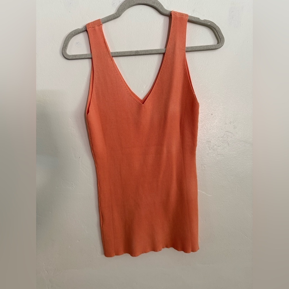 Orange Ribbed Sleeveless Women's Top, Size XL - Picture 2 of 3